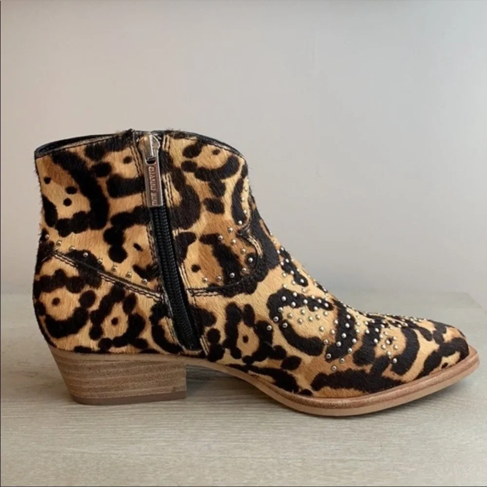 🐆GIANNI BINI STUDDED LEOPARD BOOTIES